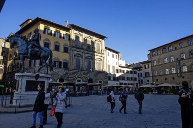 FLORENCE, İTALYA - 05 Aralık 2024: Floransa, Toskana Bölgesi, İtalya 'nın Eski Kenti Panorama