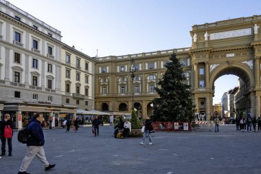 FLORENCE, İTALYA - 05 Aralık 2024: Floransa, Toskana Bölgesi, İtalya 'nın Eski Kenti Panorama