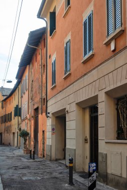 BOLOGNA, İtalya - 07 Aralık 2024: Bologna 'nın Eski Kasabası Panorama, Emilia-Romagna Bölgesi, İtalya