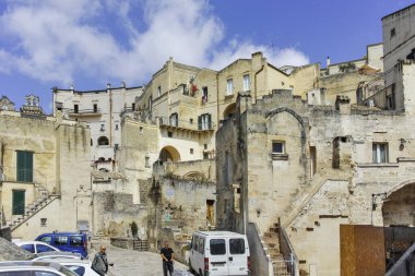 MATERA, İtalya - 14 Mayıs 2024: Matera, Basilicata Bölgesi, İtalya 'nın Eski Kasabası