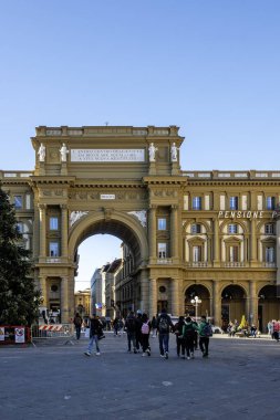 FLORENCE, İTALYA - 05 Aralık 2024: Floransa, Toskana Bölgesi, İtalya 'nın Eski Kenti Panorama