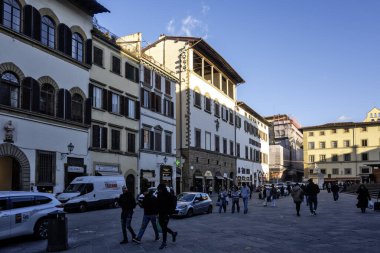 FLORENCE, İTALYA - 05 Aralık 2024: Floransa, Toskana Bölgesi, İtalya 'nın Eski Kenti Panorama