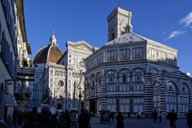 FLORENCE, İTALYA - 05 Aralık 2024: Floransa, Toskana Bölgesi, İtalya 'nın Eski Kenti Panorama