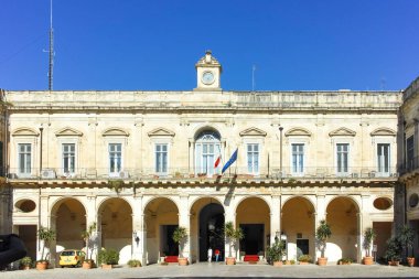 LECCE, İtalya - 12 Mayıs 2024: İtalya 'nın Apulia Bölgesi' ndeki Eski Lecce kasabasının muhteşem manzarası