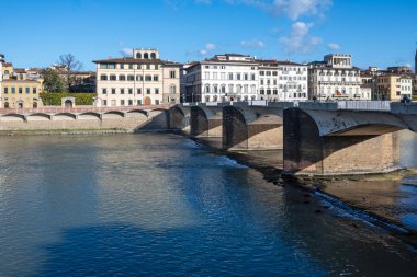 FLORENCE, İTALYA - 05 Aralık 2024: Floransa, Toskana Bölgesi, İtalya 'nın Eski Kenti Panorama