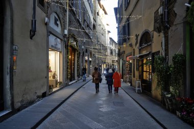 FLORENCE, İTALYA - 05 Aralık 2024: Floransa, Toskana Bölgesi, İtalya 'nın Eski Kenti Panorama