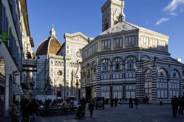 FLORENCE, İTALYA - 05 Aralık 2024: Floransa, Toskana Bölgesi, İtalya 'nın Eski Kenti Panorama