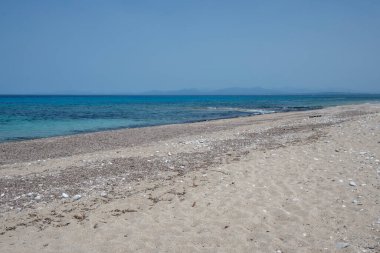 Yunanistan 'ın İyon Adaları' ndaki Agios Ioannis plajı yakınlarındaki Lefkada Panoraması