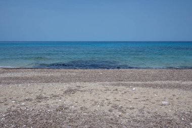 Yunanistan 'ın İyon Adaları' ndaki Agios Ioannis plajı yakınlarındaki Lefkada Panoraması