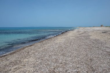 Yunanistan 'ın İyon Adaları' ndaki Agios Ioannis plajı yakınlarındaki Lefkada Panoraması