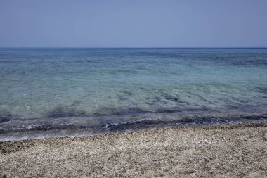 Yunanistan 'ın İyon Adaları' ndaki Agios Ioannis plajı yakınlarındaki Lefkada Panoraması