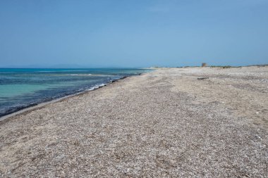 Yunanistan 'ın İyon Adaları' ndaki Agios Ioannis plajı yakınlarındaki Lefkada Panoraması