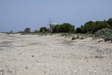 Yunanistan 'ın İyon Adaları' ndaki Agios Ioannis plajı yakınlarındaki Lefkada Panoraması