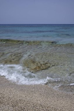 Yunanistan 'ın İyon Adaları' ndaki Agios Ioannis plajı yakınlarındaki Lefkada Panoraması