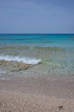 Yunanistan 'ın İyon Adaları' ndaki Agios Ioannis plajı yakınlarındaki Lefkada Panoraması