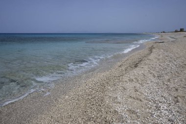 Yunanistan 'ın İyon Adaları' ndaki Agios Ioannis plajı yakınlarındaki Lefkada Panoraması
