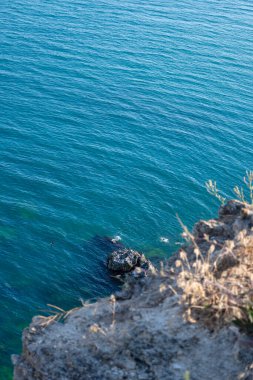 Bulgaristan 'ın Kaliakra Burnu, Dobrich Bölgesi' ndeki Karadeniz kıyısı ve Antik kalıntıları