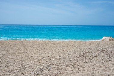 Yunanistan 'ın İyon Adaları yakınlarındaki Kathisma Sahili yakınlarındaki Lefkada' nın Muhteşem Panoraması