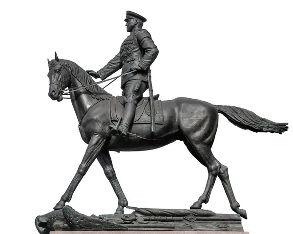 Monument Voor Zjoekov Commandant Een Paard — Stockfoto