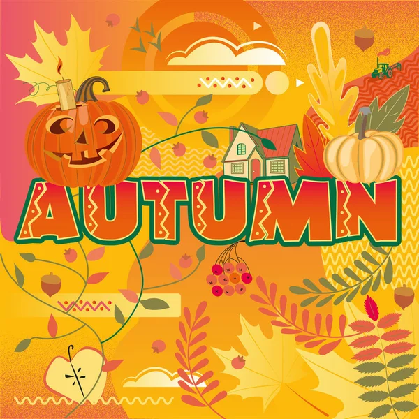 Yellow Autumn Beautiful Time Year — Stock Vector