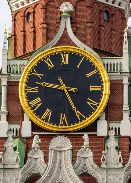 Sinos Relógio Torre Spasskaya Grande Ouro Preciso — Fotografia de Stock