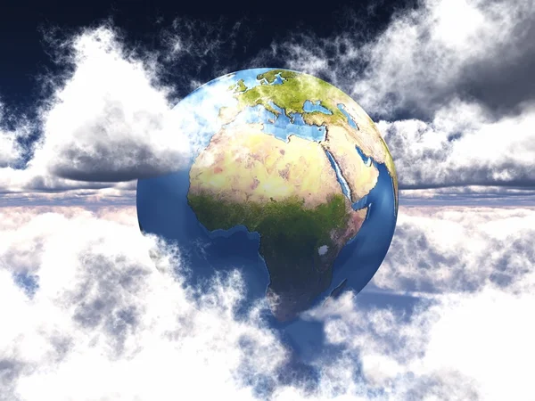 Earth in the white clouds — Stock Photo, Image