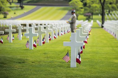 memorial day at American cemetery in France clipart
