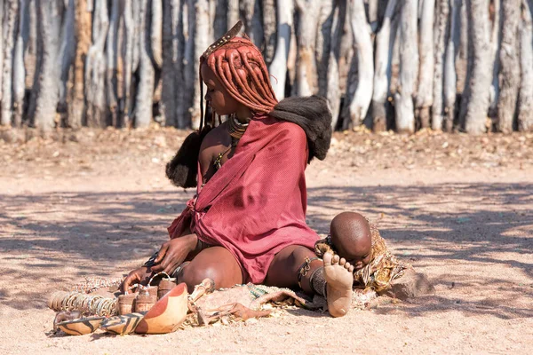 Himba Aldeia Namíbia — Fotografia de Stock