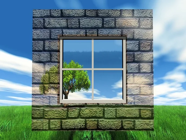 Transparente Ziegelmauer — Stockfoto