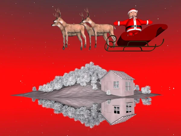 Santa claus na jego sanie — Zdjęcie stockowe