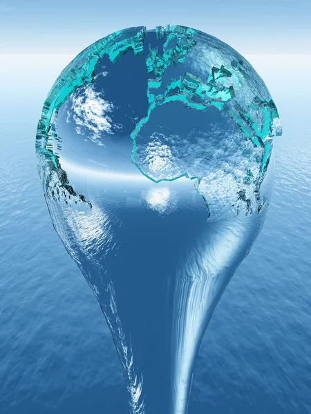 Earth in het water-drop — Stockfoto