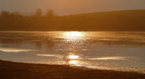 Beautiful sunset on lake — Stock Photo, Image