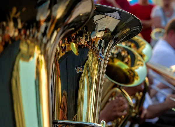 Tuba musik och reflektion — Stockfoto