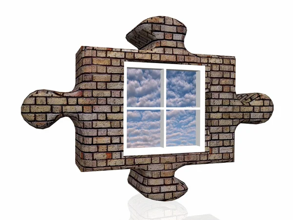 Puzzle and window — Stock Photo, Image