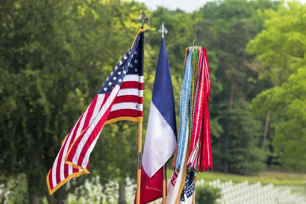 Amerika en Frankrijk vlaggen — Stockfoto