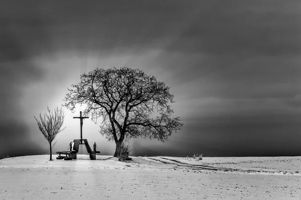 El calvario en invierno —  Fotos de Stock