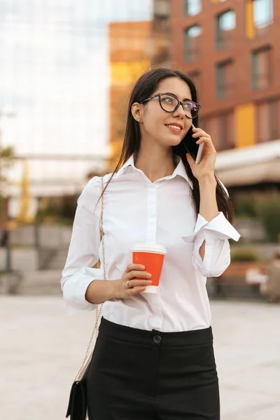 Sorrindo mulher de negócios falando ao telefone — Fotografia de Stock