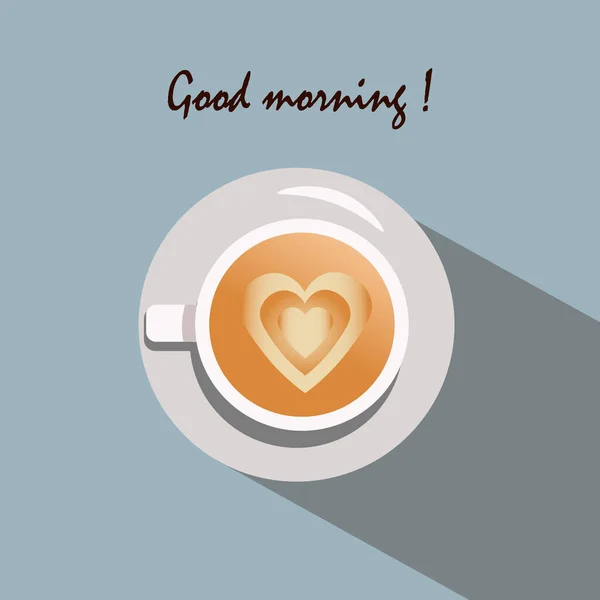 Bir fincan kahve - günaydın el ilanı. — Stok Vektör