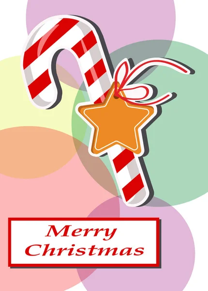 Tatlı şeker ve zencefilli ekmek. Noel ve Yeni Yıl için posta kartı şablonu. — Stok Vektör