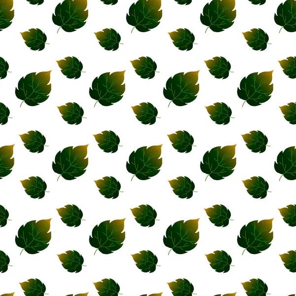 Herfst patroon met groene bladeren. Vector naadloos patroon. — Stockvector
