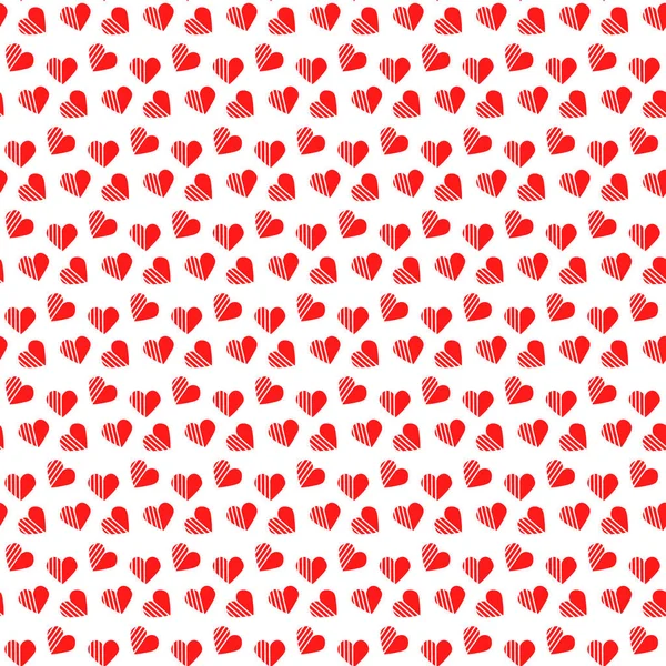 Patrón de San Valentín. Corazones rojos simples. — Vector de stock