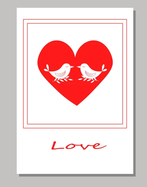Κάρτα Ημέρα του Αγίου Βαλεντίνου με τα πουλιά και την καρδιά. — Διανυσματικό Αρχείο