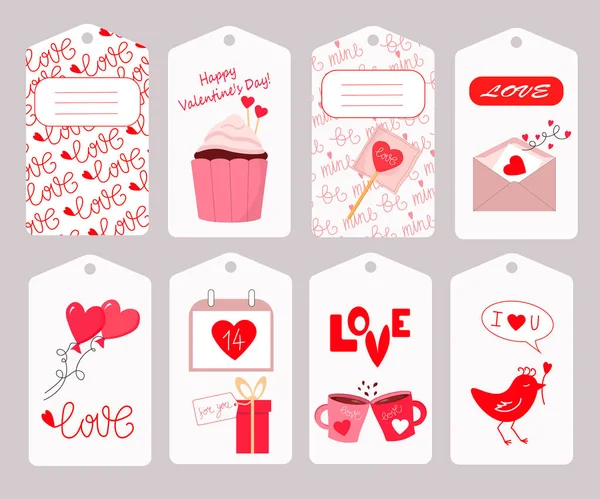 Vector illustration of a set of tags for Happy Valentine. — Stock Vector