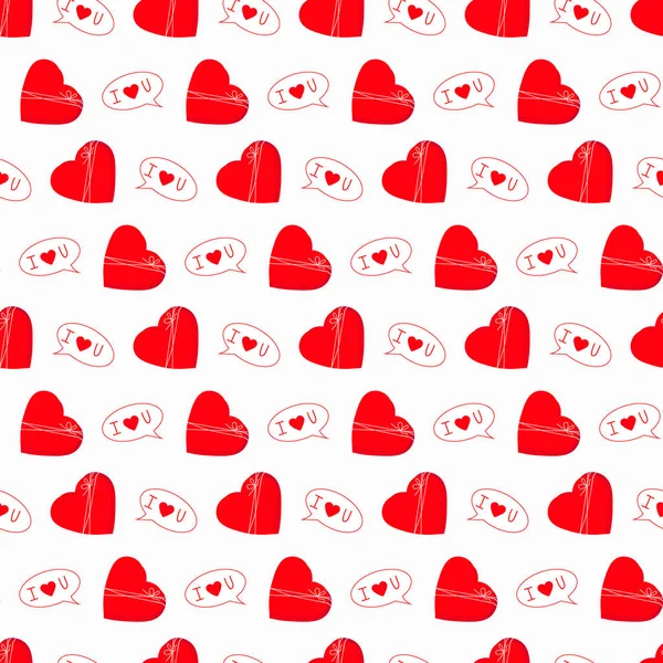 Motif avec une boîte cadeau rouge et un message d'amour. Pour la Saint Valentin. — Image vectorielle