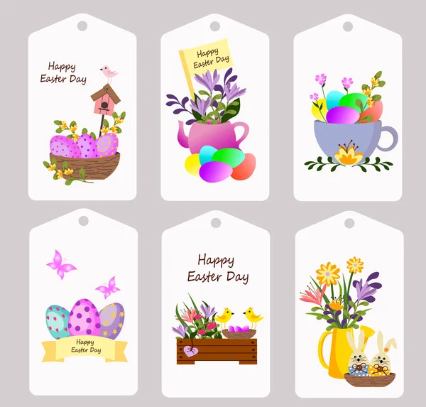 Easter tags with a festive plot. — Stock Vector