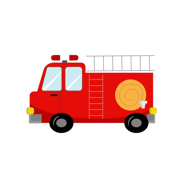 Camion de pompier rouge enfant illustration jouet. — Image vectorielle