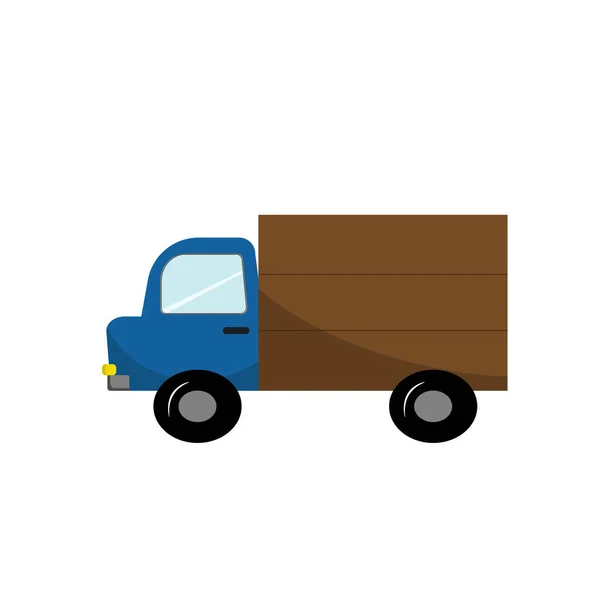 Blue truck with container for childrens illustration. Vector illustration isolated on white background. — Stock Vector