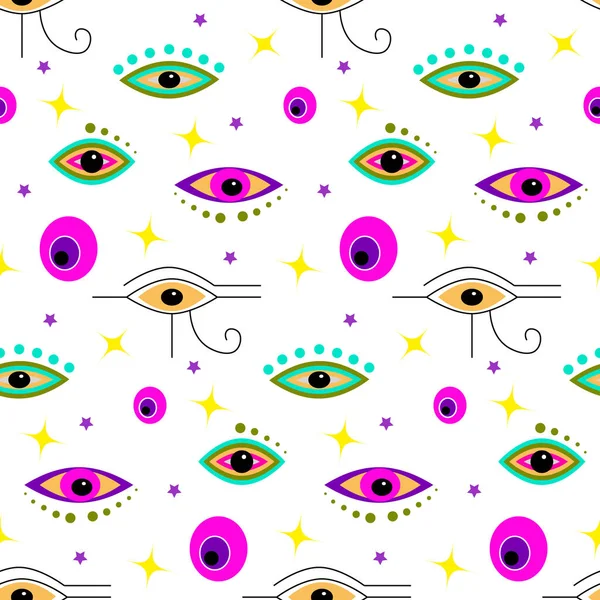 Modèle avec des yeux mystiques multicolores. — Image vectorielle