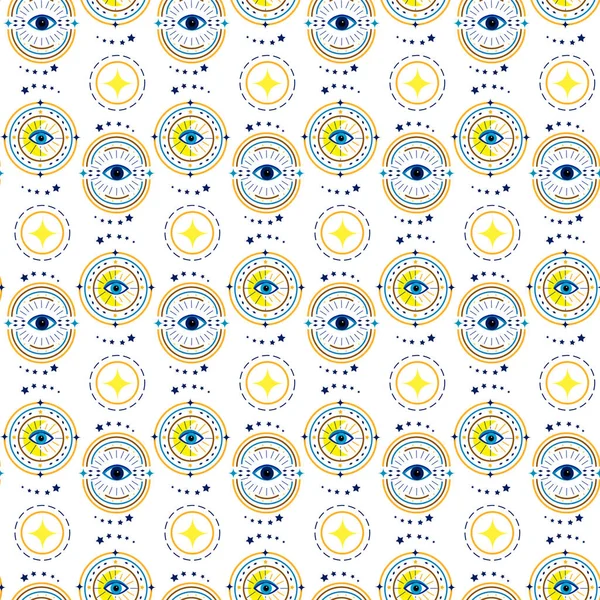 Modèle avec motif yeux bleus et divers symboles. — Image vectorielle