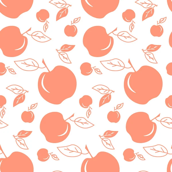 Pembe elmalı desen. Beyaz arkaplanda vektör meyve çizimi izole edildi. — Stok Vektör